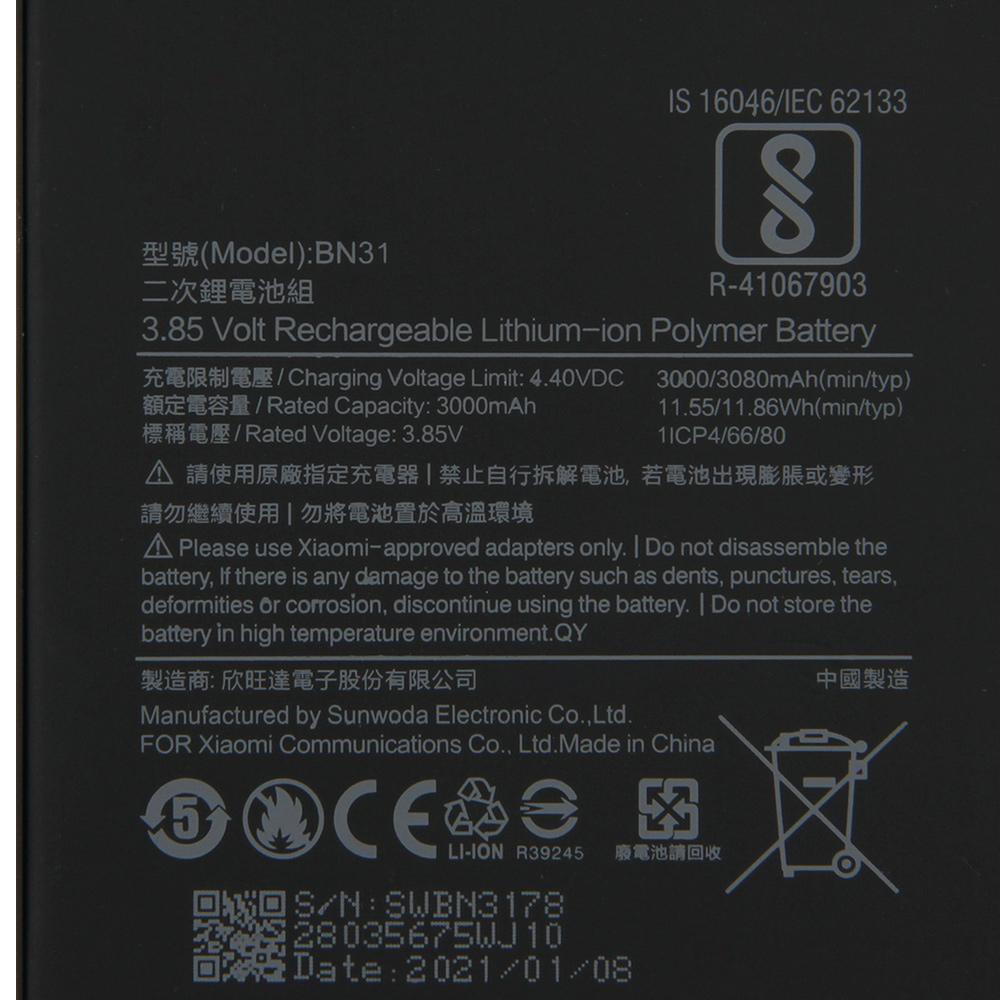 Neuer Ersatzakku für Xiaomi mi 5X mi 5X Xiaomi redmi note 5A Xiaomi A1 BN31 Handy-Akku mit Werkzeug 3080mAh