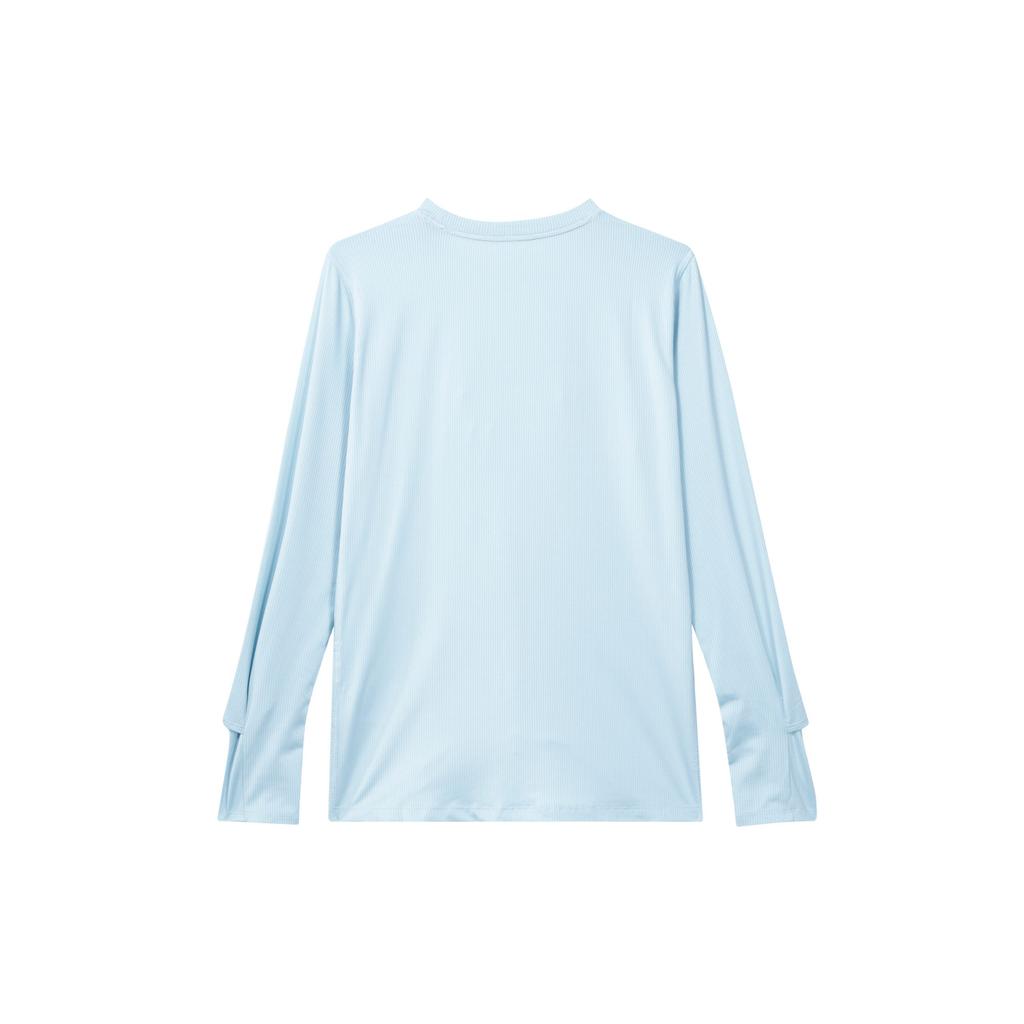 Nike Logo Print Round Neck Quick-Dry American Vintage Long Sleeve T-Shirt Women Tops Joyful-Ocean-Blue Silver DX0309-442