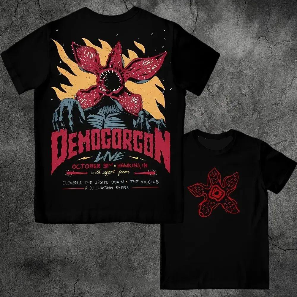 Cotton Eddie Munson Stranger Vintage Print Tshirt Demogorgon Cannibal Flower Hawkins Pattern Tshirt Y2K Streetwear Top