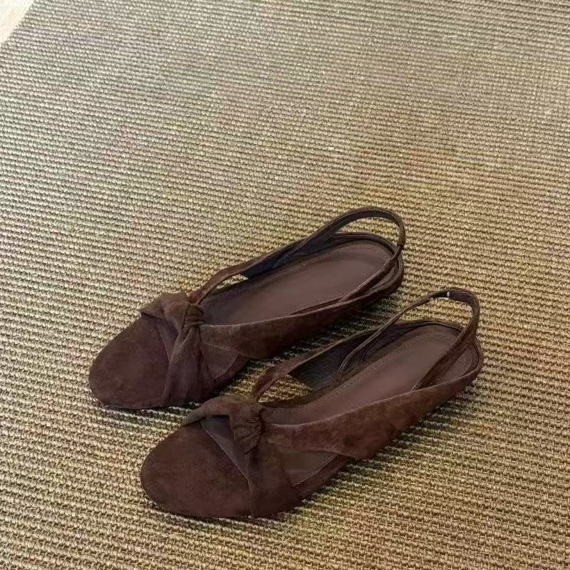 

Simple open-toed round head cross with wedge heel retro niche design sandals women s summer new sandals 35 коричневый