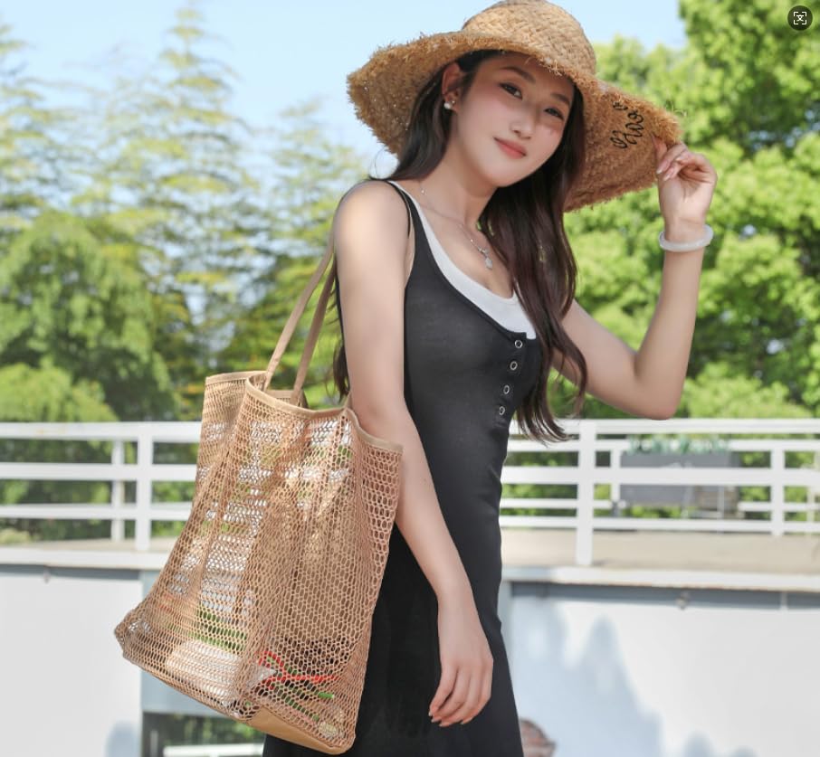 [Pochitto Mise] Mesh Bag, Large Capacity, Pool Bag, Beach Bag,