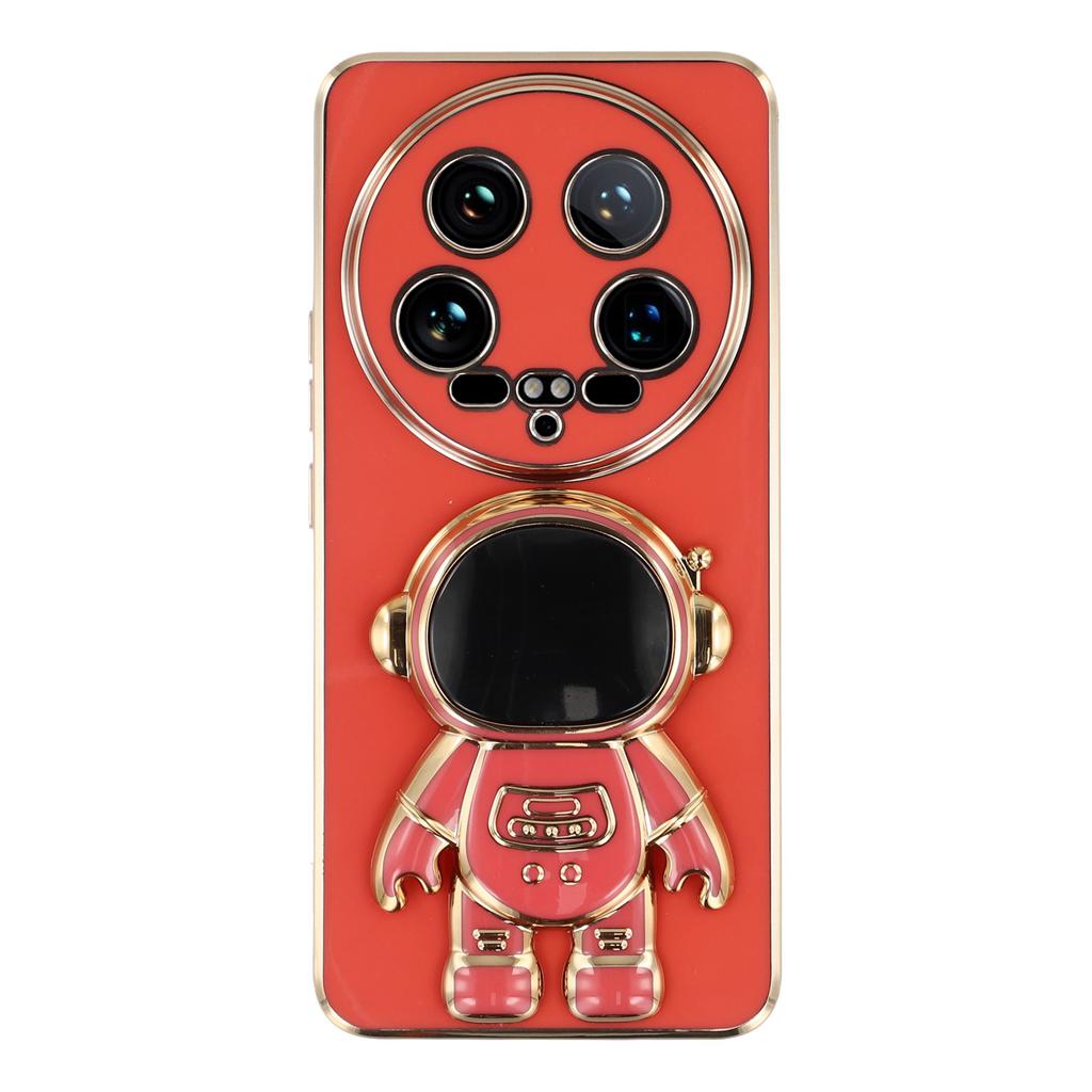 For Xiaomi 14 Ultra Case Electroplating Soft TPU Phone Cover with Astronaut Hidden Kickstand