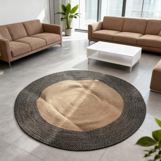 Cotton Rope Area Rug Braided Round Cat Scratching Rug Washable Vintage Floor Mat for Bedroom Living Room Couch Side Table