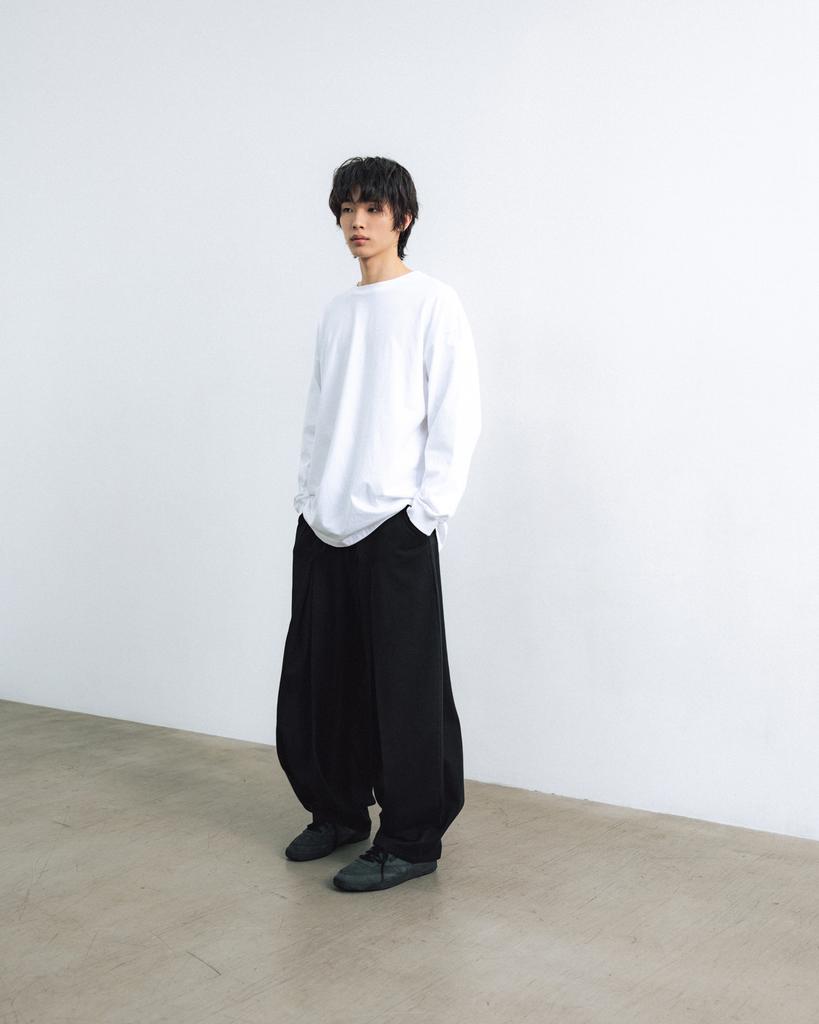 ANGLAN Long Tuck Wing Balloon Pants - Black