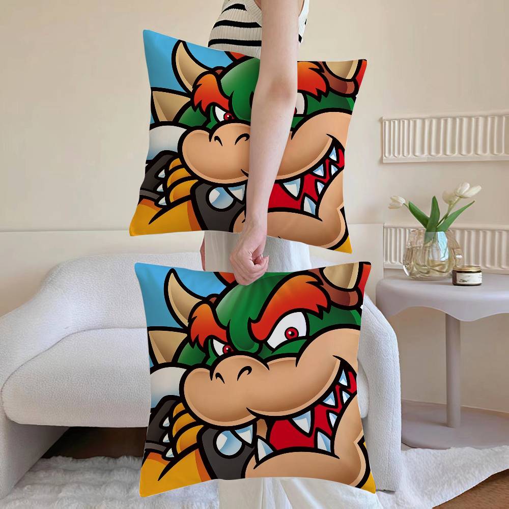 

Super Cute Style M-Mario Game Pillow Case Anti-dustmite Pillowcase Invisible zipper silky Sofa cushion cover 12x12Inch