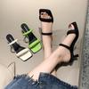 New Style Popular Open Toe High Heeled Sandals Women's Summer New Fashion Square Head Thick Heel Mid-heel Slippers Zapatos Mujer