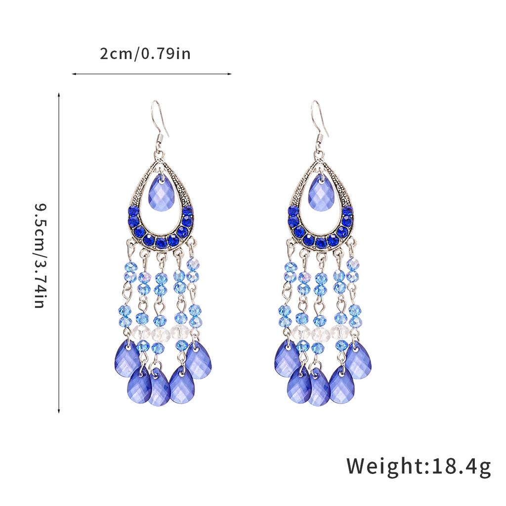 Water Drop Tassel Ear Hooks Fashionretro Earrings Ethnic Style Earrings Sense of Designniche Style
