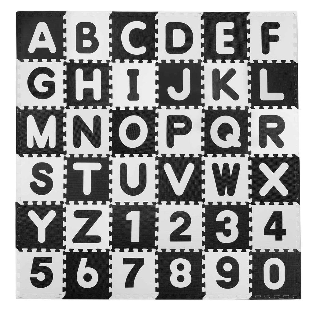 Foam Puzzle Mat, Black Letters, 30x30 Cm, 36 Pcs.