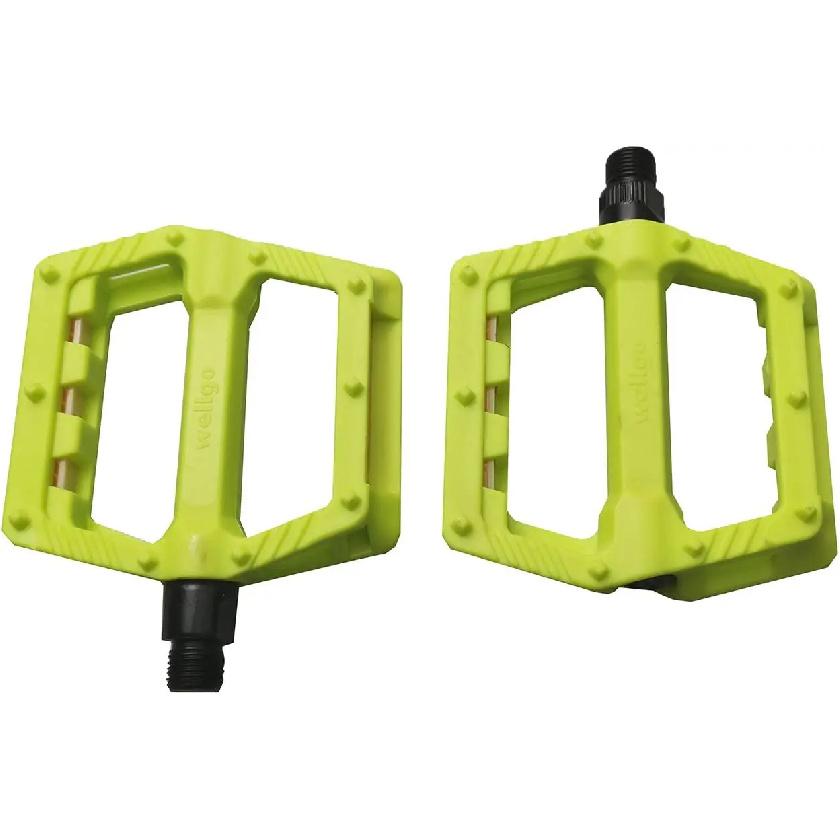 ZUKKA Mountain Bike Pedals 9/16 Non-Slip Plastic Road Bicycle Pedals 2DU Pedals for MTB Hybrid Bike Folding Bike (Yellow Green) Yellow green