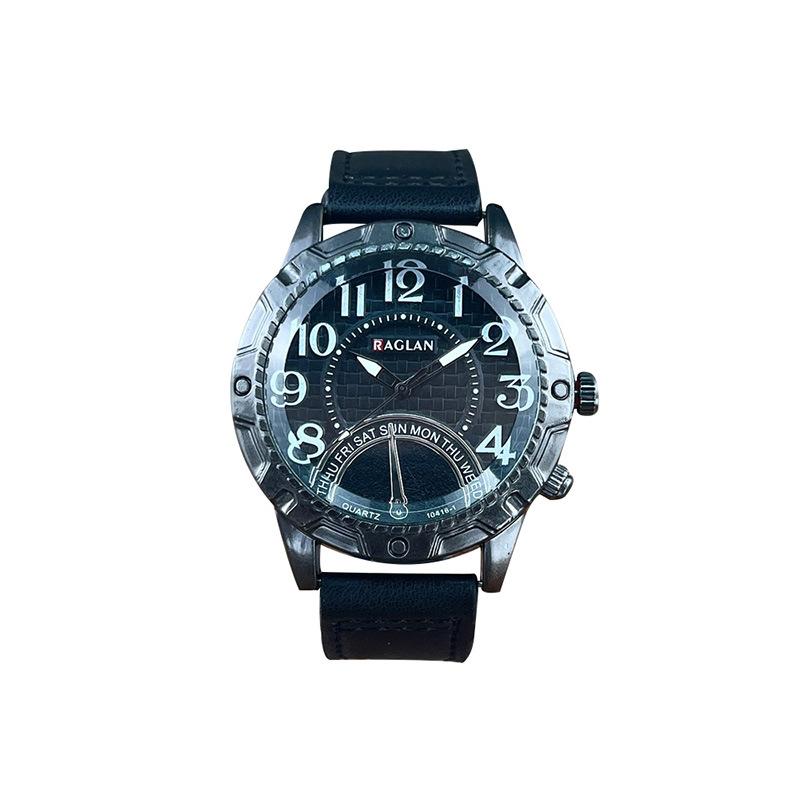 JYL Men's Watch  Round Faux Leather Strap