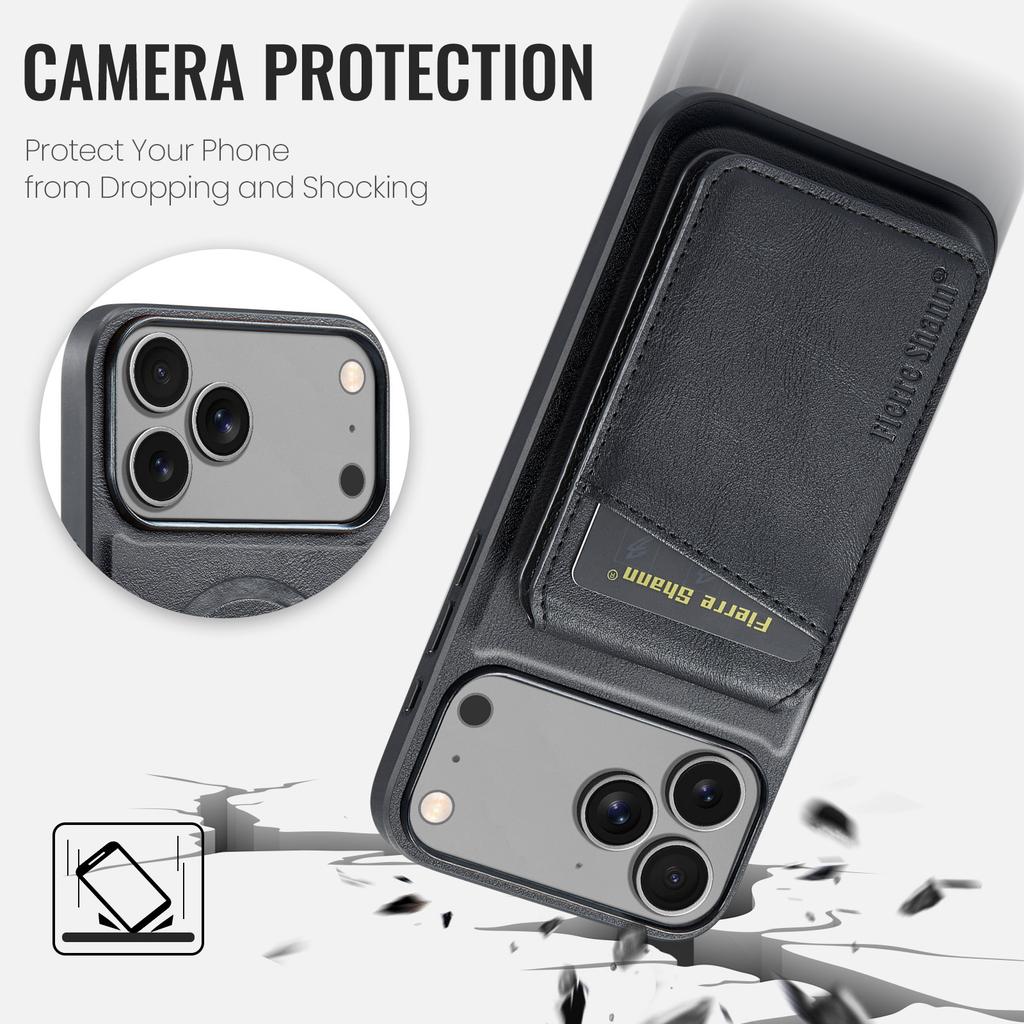 Auto Leather Phone Case for iPhone 17 Pro Max 17air 16e 16 Plus 15 14 13 Pro 12 11 7 8 SE2 Detachable Magnetic Card Holder Cover