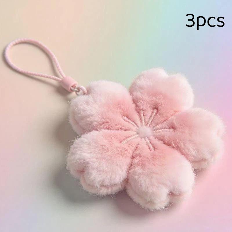 1/3/5Pcs Bag Pendant Plush Cherry Blossom Doll Keychain Healing Series Decorative Hanging Ornament For Girlfriend Gift