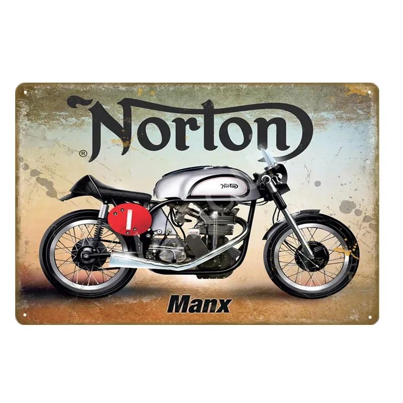 Retro BSA Motorcycles Metal Plate Norton Indian Tin Signs Vintage Metal Poster Garage Decor Club Pub Bar Wall Decoration YJ175