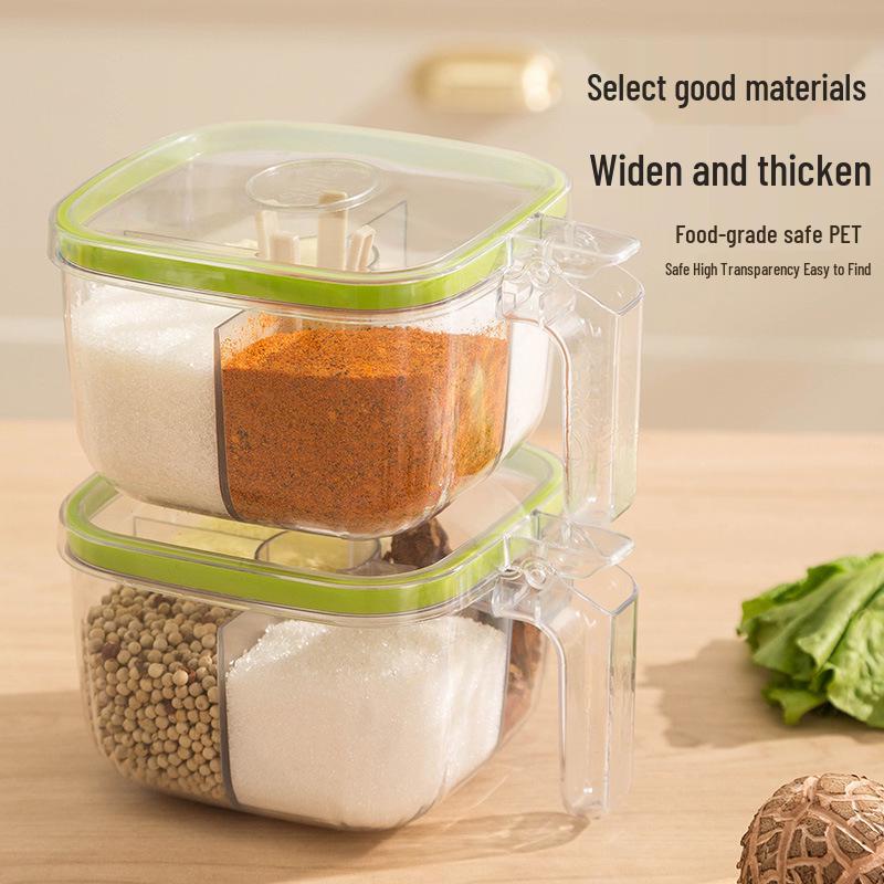 Luxurious Multi-Grid Kitchen Seasoning Jar Set - Plastic Salt & MSG Storage