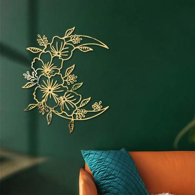 3d Mirror Wall Sticker Hollow Moon Flower Self-adhesive Wall Decals For Home Living Room Bedroom