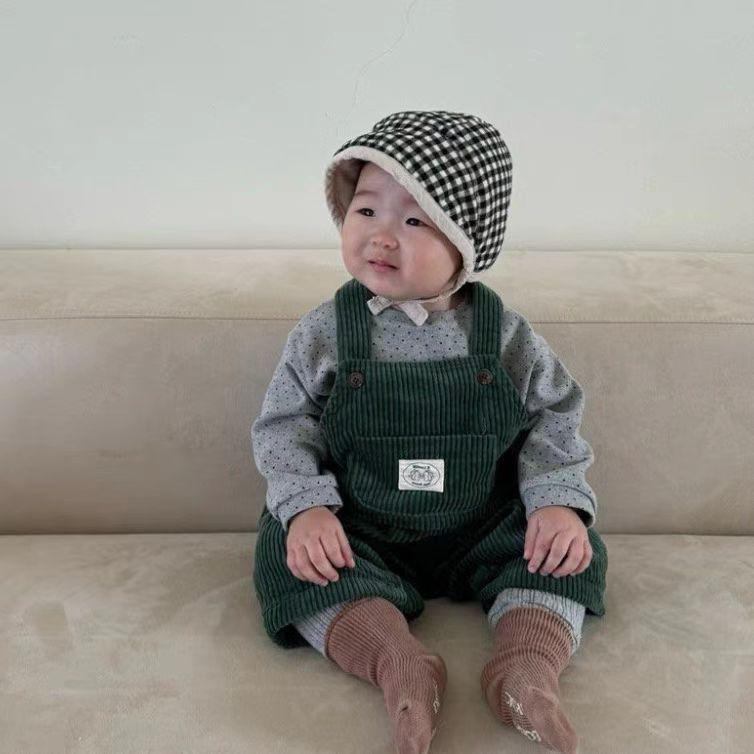 Korean Retro Corduroy Overalls for Infants - Cute & Versatile Autumn/Winter Jumpsuit for Boys & Girls
