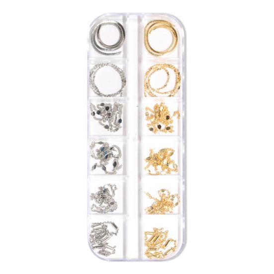 12ks Manikúrní řetízek Široké použití Vynikající kovový řetízek na nehty Šperky Náhrdelník Potřeby