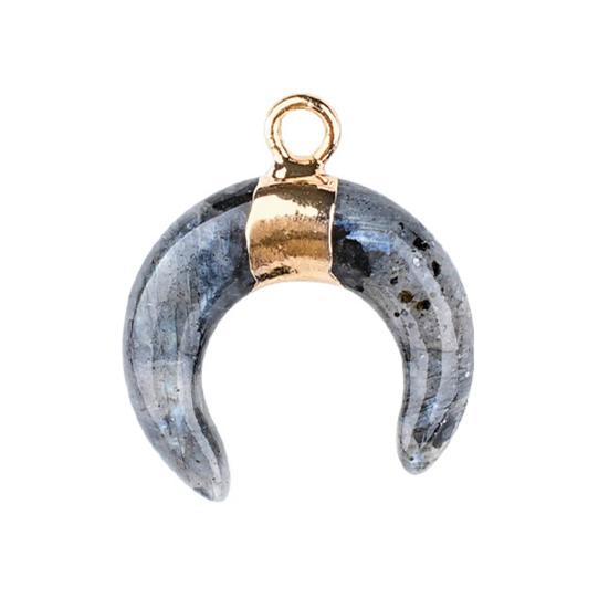 DIY Pendant Gold-Plated Edging Crescent Horn Design Natural Imitation Crystals Jade Necklace Bracelet Earrings Charm DIY Jewelry Making Accessories