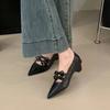 Fashion Elegant Pointed Toe Double Bow High Heels Women Fashion Hollow Shallow High Heels Comfortable Soft Leather Low-heeled Shoes
