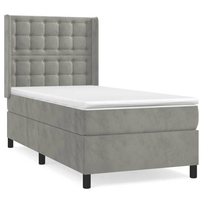 3132885 vidaXL Lit à sommier tapissier et matelas Gris clair 80x200 cm Velours