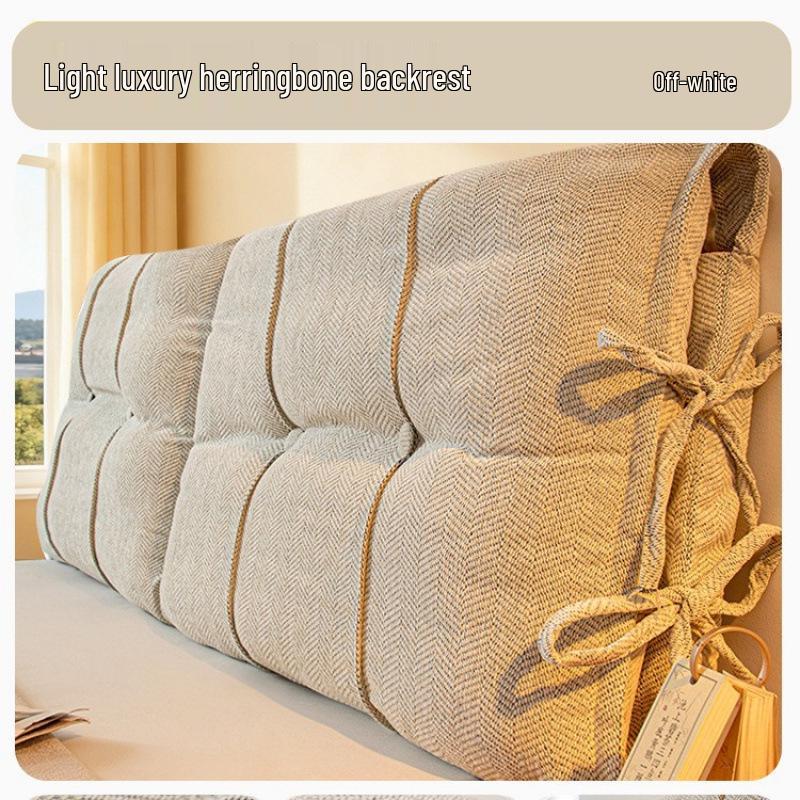 2025 Herringbone Headboard Cushion: Soft Upholstered, Anti-collision, Fixable Bedside Pillow
