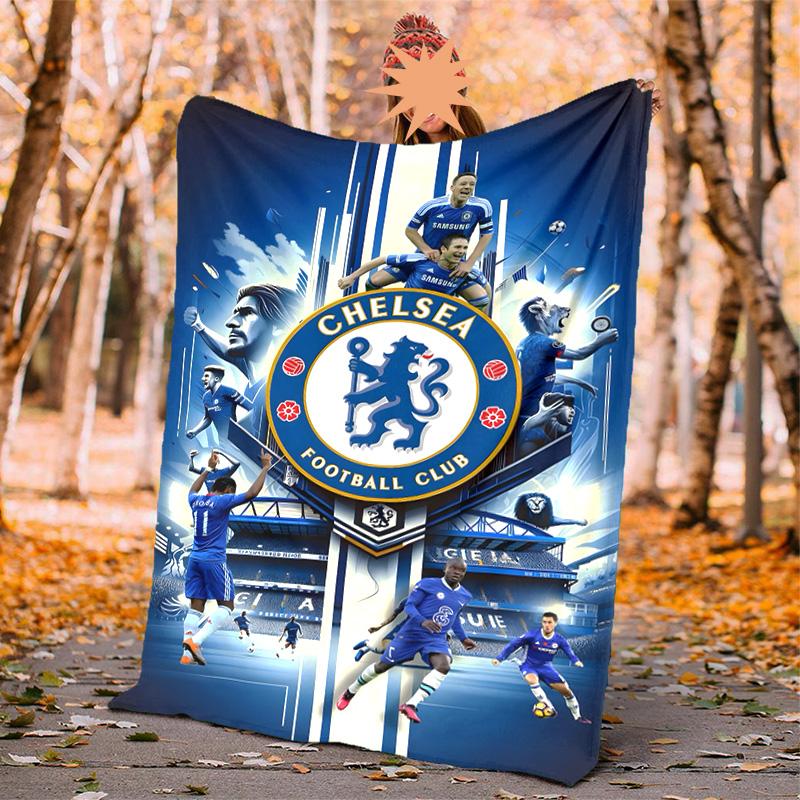 Chelsea Fc Flannel Blanket Soft Warm All-Season Throw, Design for Camping, Car Travel, Hiking Sofa, Bed, Office Perfect Gift for Parties