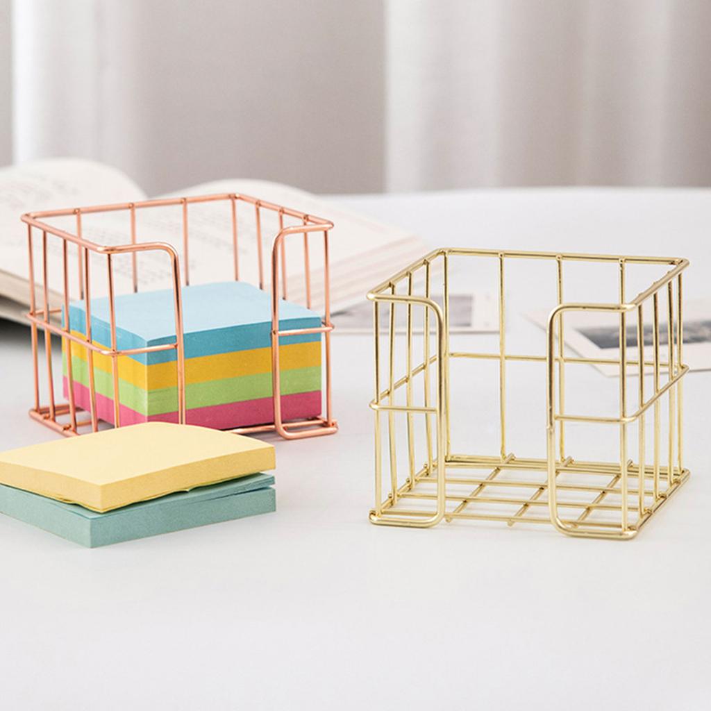 Iron Wire Note Block Holder Desk Notepads Holder Storage Box Memo Pad Holder Metal Mesh Note Box For Office 27x95x80mm