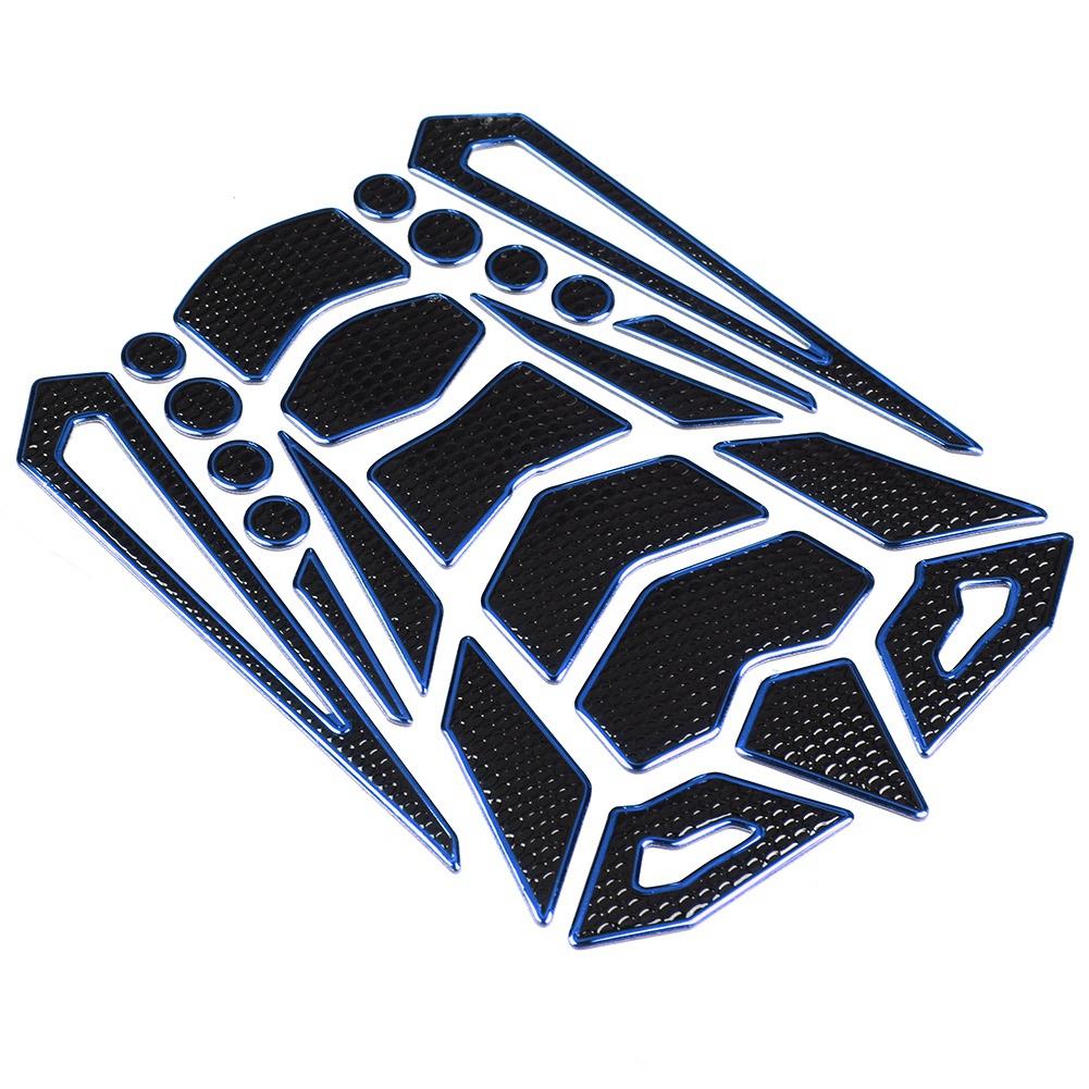 Universal Motorcycle Gas Fuel Oil Tank Pad Stickers Protector Tank Traction Pad(blue edge)