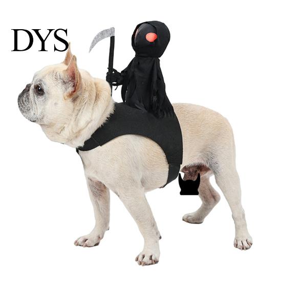 Realistic Grim Reaper Pet Suit Dog Halloween Costume, Rider 3D Cosplay Outfit, Funny Photo Shoot Costume Holiday Apparel for Small Medium And