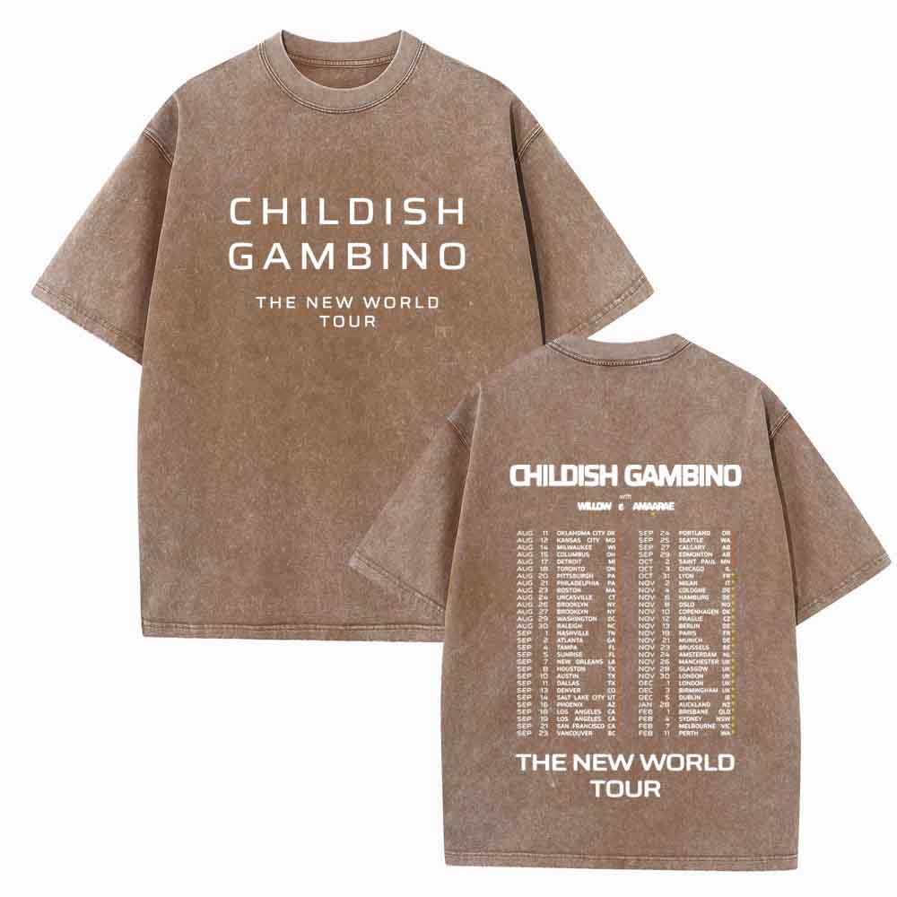 Childish Gambino The New World Tour Shirts Vintage Harajuku Summer  Unisex O-Neck Short Regular  Sleeve Cotton T-Shirts