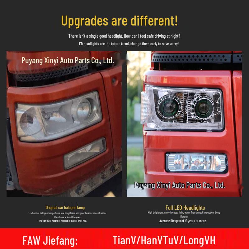 LED Headlight Assembly for Jiefang TianV, HanV, TuV, LongVH, LuV – Dual-Lens Super Bright Upgrade