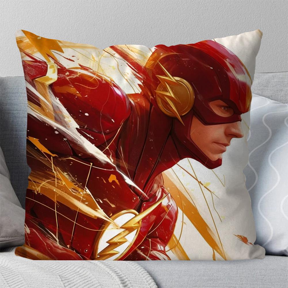 

T-The F-Flash Superhero Pillow Case Square Pillow Bedroom Sofa Leisure Comfort Cushion Car Living Room Home Decoration 40X40 16x16Inch