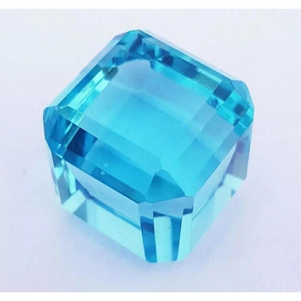 Stunning Natural Blue Topaz Brazilian 100+ Ct Cube Cut Certified Loose Gemstone