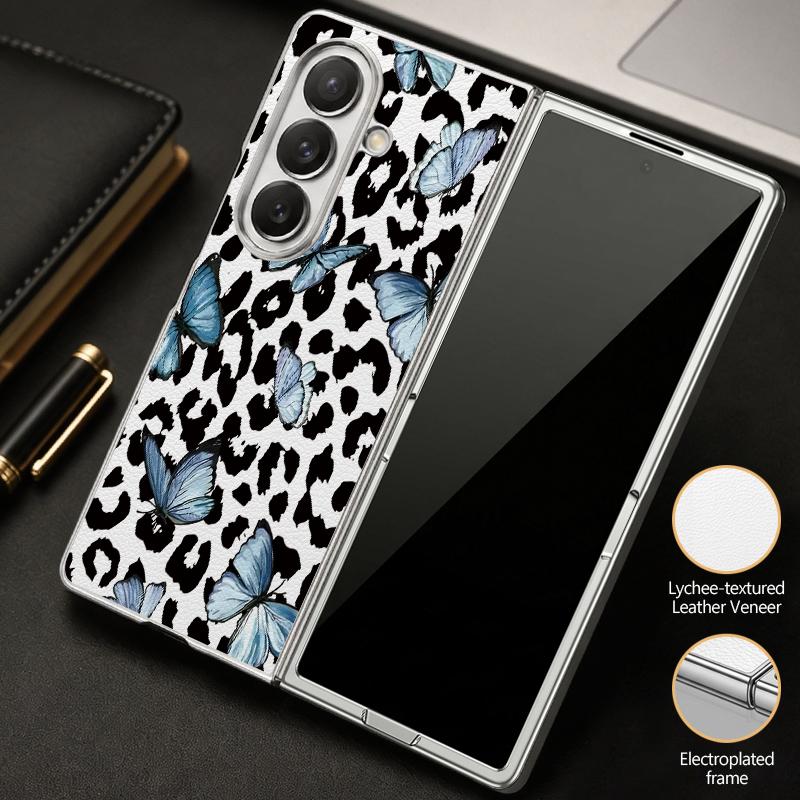 Bowknots Leopard Print Case For Samsung Galaxy Z Fold 8 Ultra 7 6 5 Z Fold8 Fold7 Fold6 Luxury Hybrid 3in1 Plating Leather Skin Phone Cover