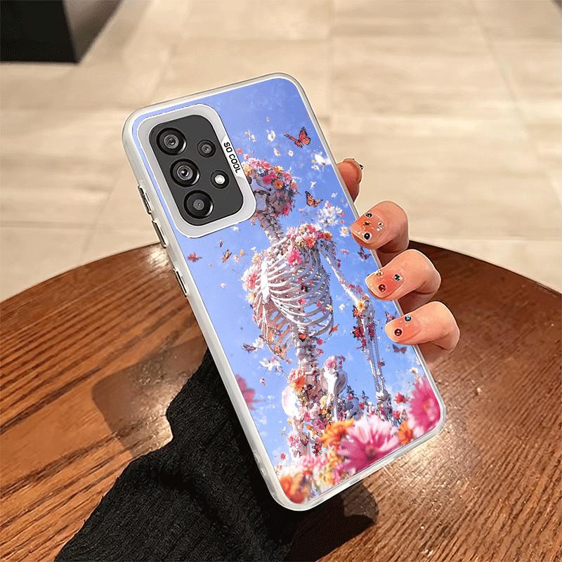 Floral Skull Flower Skeleton Shockproof Phone Case for Samsung A17 A16 A15 A14 A37 A57 A36 A56 A26 A35 A55 A25 A34 A54 A24 A13 A