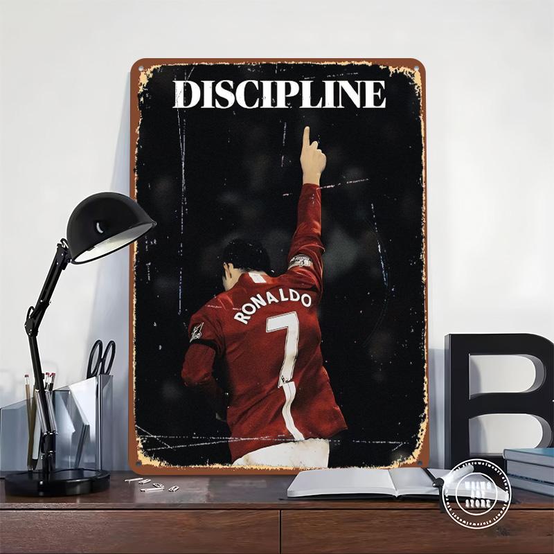 Poster in Latta Motivazionale Cristiano Ronaldo Arte da Parete Personalizzata Segnali Metallici Vintage Targhetta in Latta Retrò per Articoli di Arredamento per la Casa Stanza
