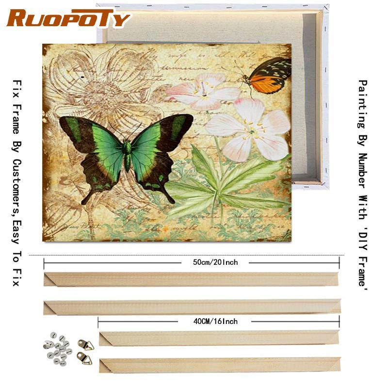 RUOPOTY Olejomalba podle čísel Motýl Nástěnné umění Jedinečný dárek Ručně malovaný obraz podle čísel Zvíře Dekor dětského pokoje