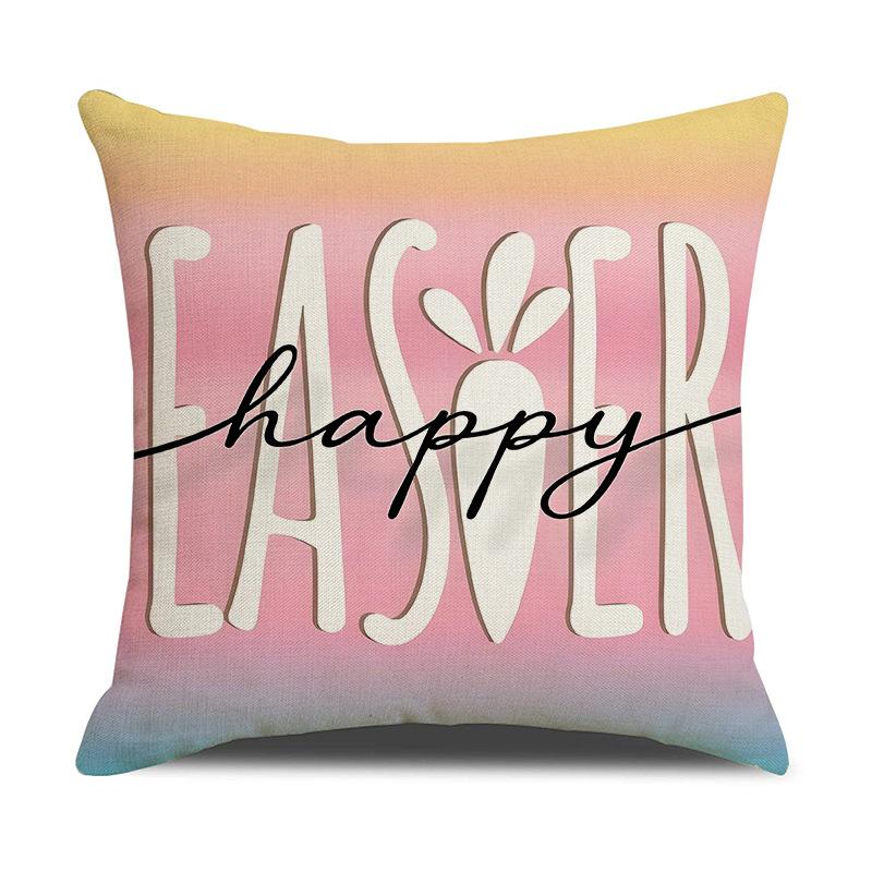 

Easter Sofa Cushion Colorful Printed Letter Cushion Festive Atmosphere Decoration Indoor Cushion 45 * 45 linen (excluding pillow core)