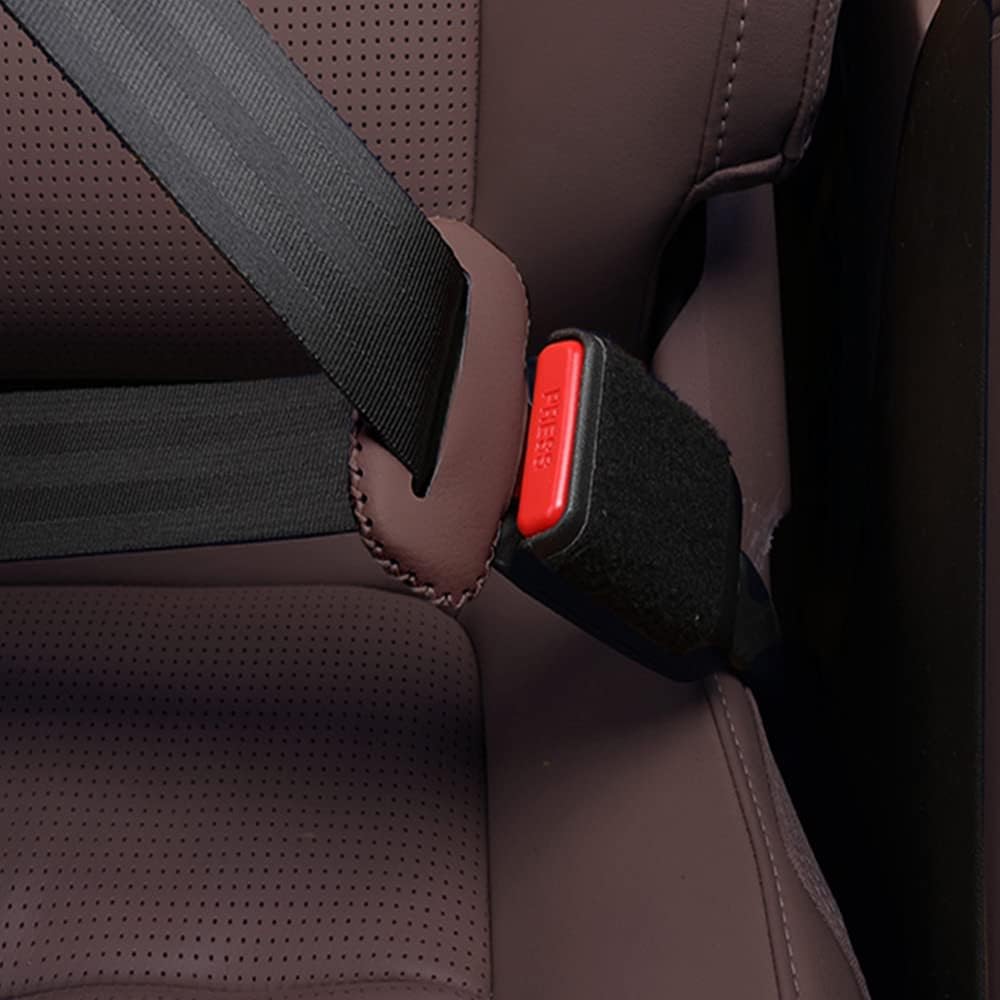 Car Seat Belt Fixing Buckle Decorate Protector Leather Cover for BMW 1 2 3 4 5 6 7 Series X1 X2 X3 X4 X5 X6 Auto Interior Accessories (5pcs Mocha