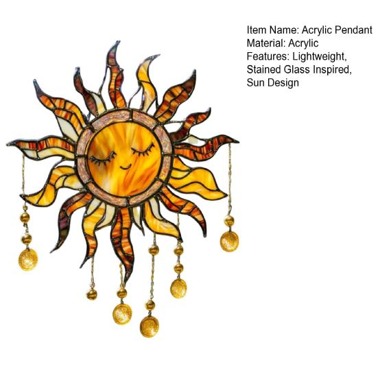 Sun Design Sun Catcher Acrylic Hanging Decoration Stained Glass Inspired Suncatcher Window Decor for Garden or Living Room