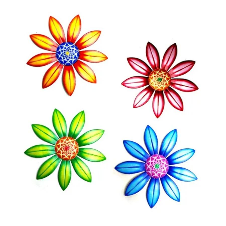 

Металлический цветок Настенный декор Художественная скульптура Висячие украшения Эстетическое украшение для дома, комнаты, сада, двора, Открытый(4 цвета опционально) 4PCS A SET