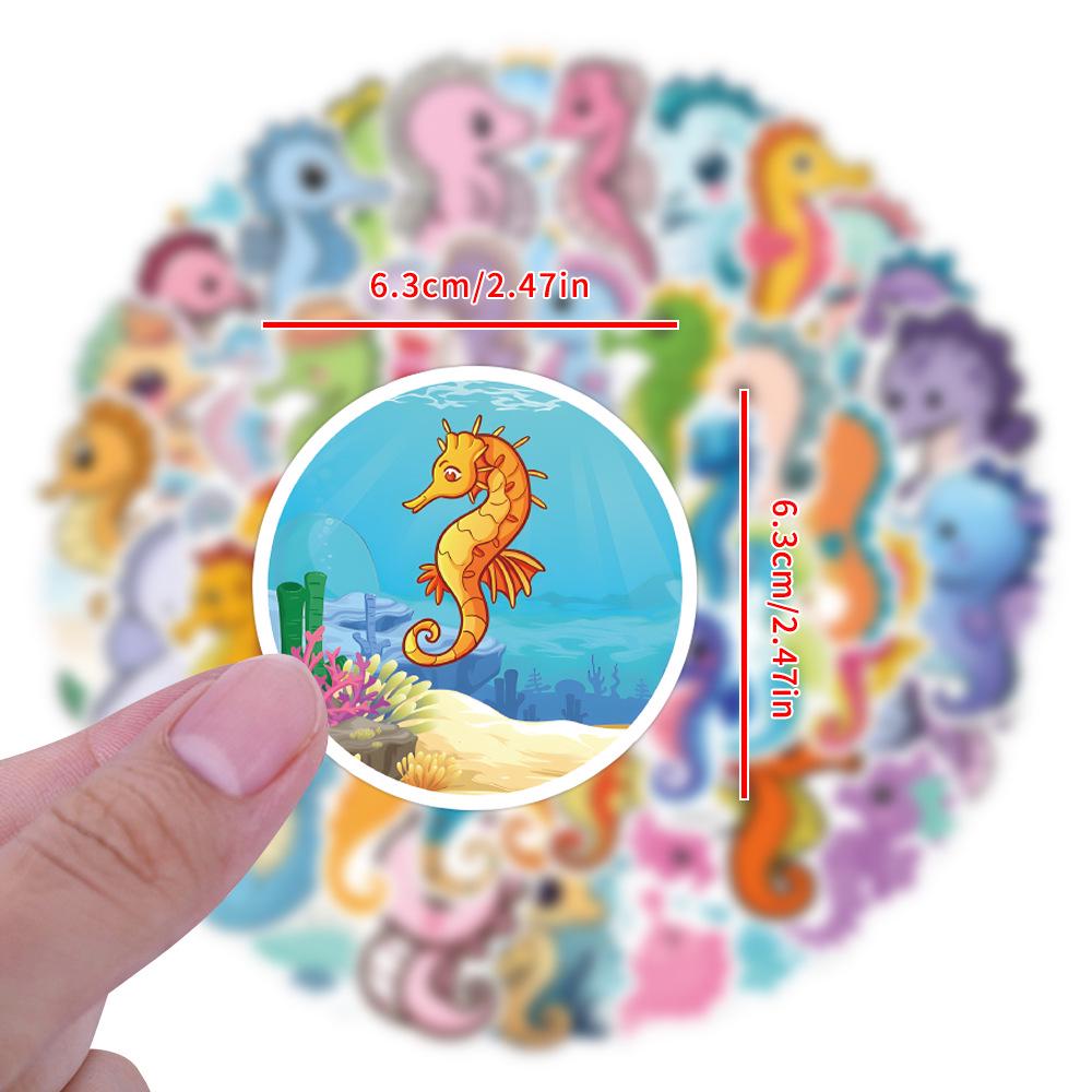 55 Niedliche Ozeantier-Sticker: Seepferdchen-Cartoons für Koffer, Wasserflaschen, Autos
