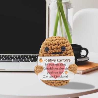 Cartoon-Kartoffel-Ornament, gestrickt, gehäkelt, weich, elastisch, keine Verformung, inspirierende Worte, positiv, Mini, lustig, emotionale Unterstützung, Kartoffel-Plüschpuppen-Anhänger