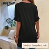 JPNTKY Damenmode Lässig Einfarbig Druck Kurzarm V-Ausschnitt Blusen & Hemden