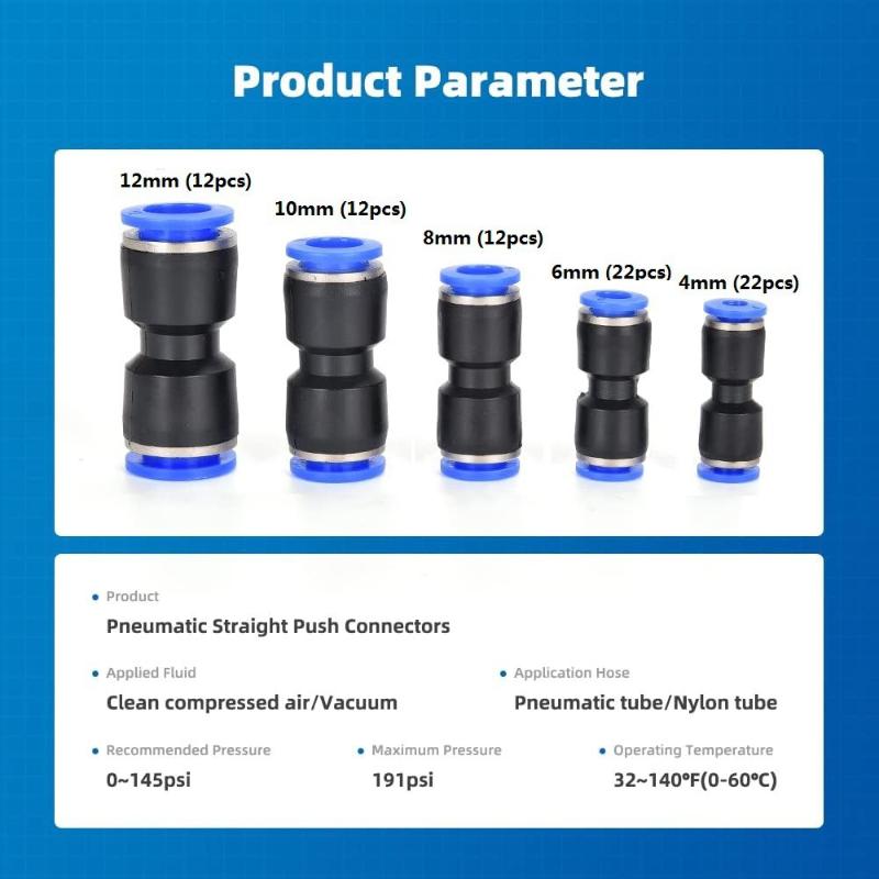 80Pcs/Box Reliable Quick Connect Fittings Straight Push Connectors Designed For Strong Connections In Various Tubes