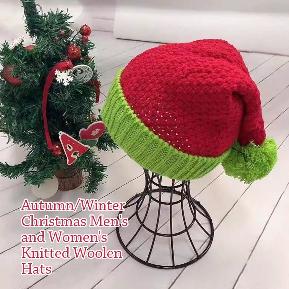 Pom Pom Ball Christmas Hat Knitted Xmas Decor Winter Beanie Santa Caps  for Women Men