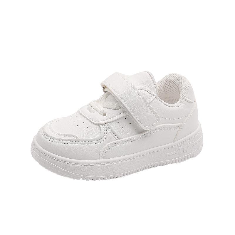Leichte Klett-Sneaker für Kinder: College-Stil für Frühling/Herbst - Unisex Weiße Schuhe für Jungen & Mädchen