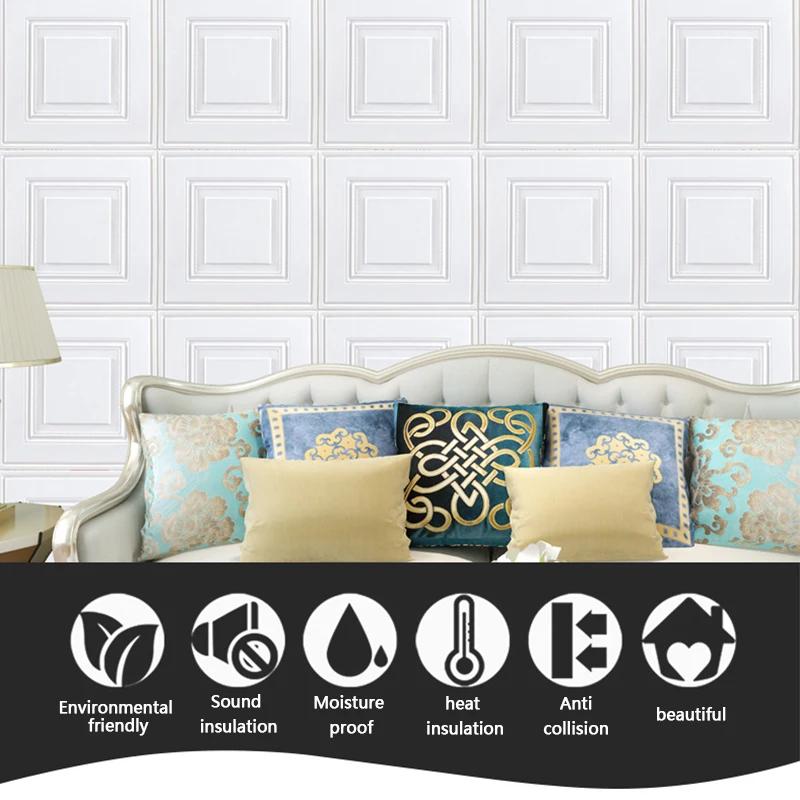 20pcs 3D Room Decor Warm Decoration Self-adhesive Wall Stickers Ceiling TV Background Foam Waterproof Wallpaper Peel and Stick