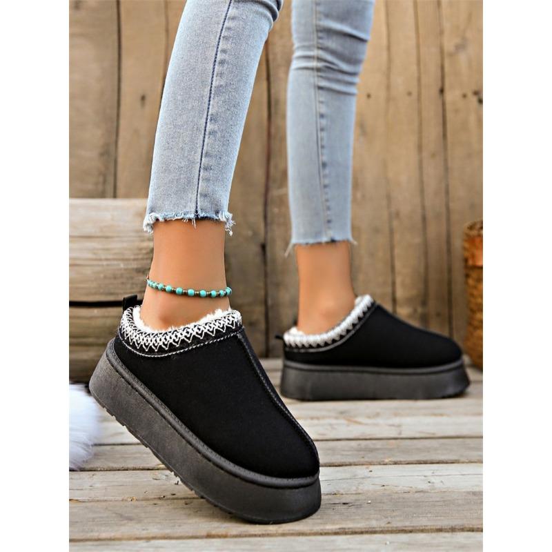 

New large-size women s shoes cotton drag women s thick soles without heels Baotou warm fluffy casual women s half slippers 43 чёрный