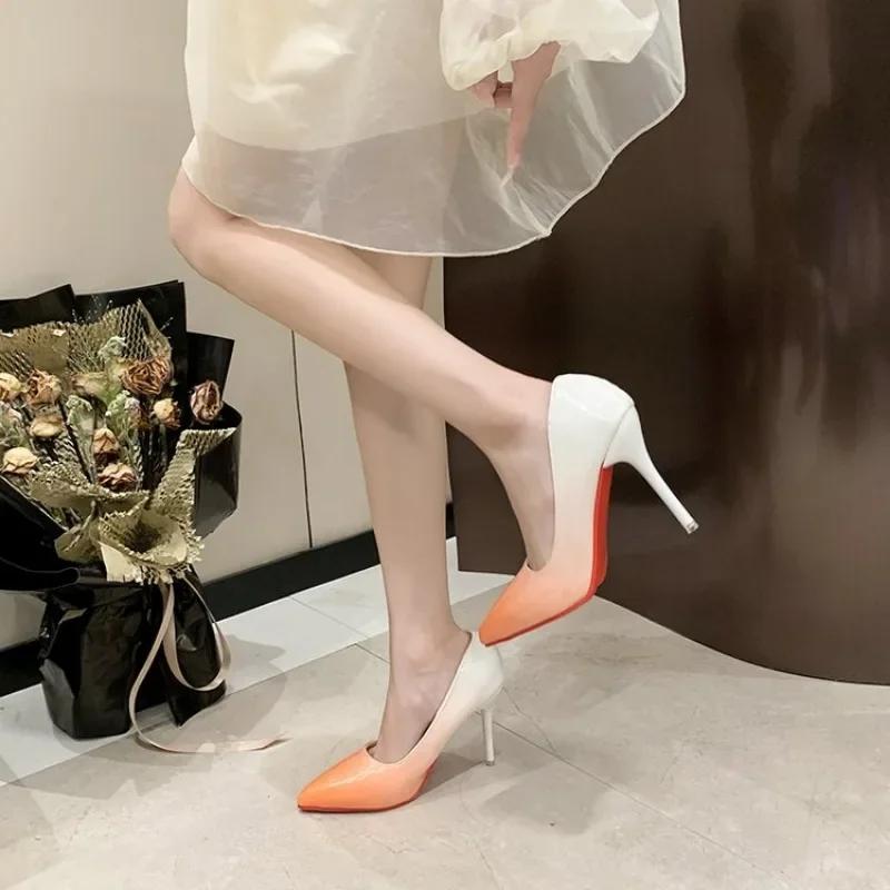 2024 High Heel Pointed Toe Stiletto Red Bottom 2024 Women's Shoes Shallow High Heels Red Bottom High Heels Lolita Shoes